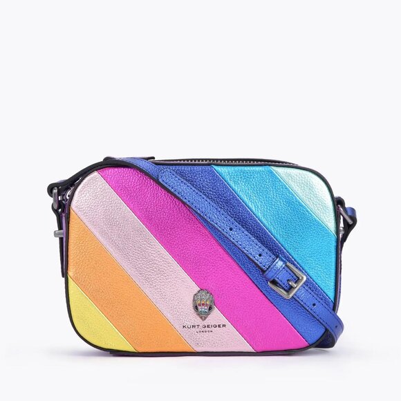 Kurt Geiger London Kensington Rainbow Leather Camera Crossbody Bag - Picture 1 of 8